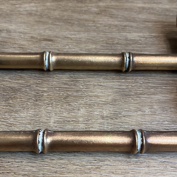 VTG Antique Brass Bamboo Drawer Pulls Hollywood Regency MCM - Picture 7 of 12